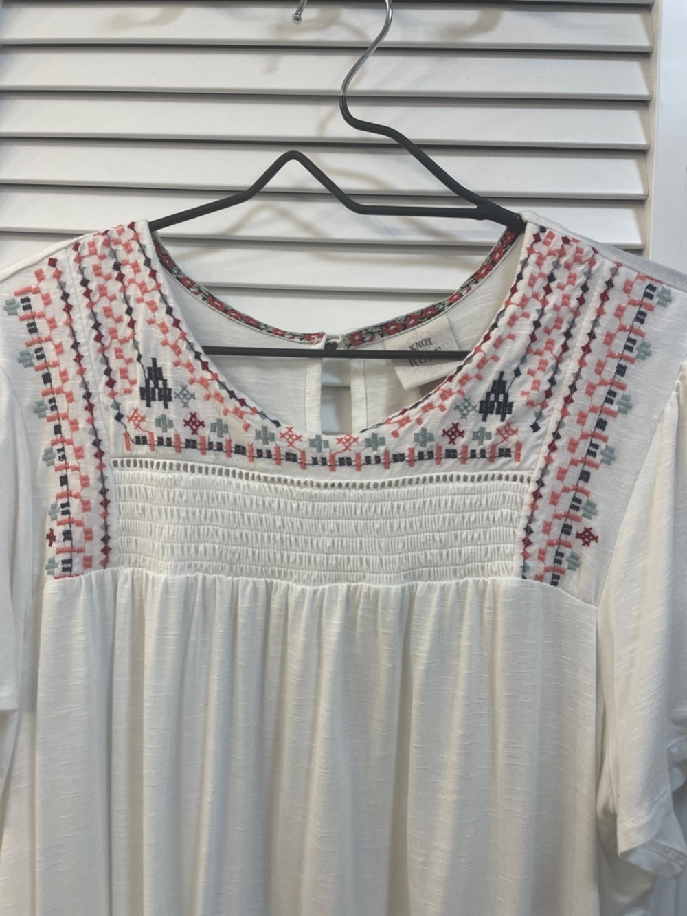 Knox Rose White Peasant Tunic Embroidery Size XL